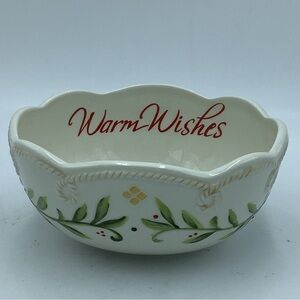Fitz and Floyd  Warm Wishes Oval Sentiment Bowl